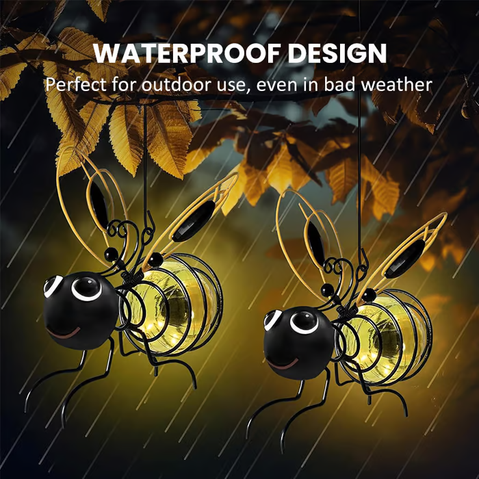🐝Envío gratuito y 50 % de descuento🐝Lámpara solar colgante con forma de abeja para exteriores