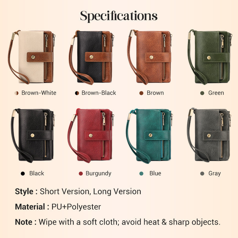 Cartera de cuero con bloqueo RFID para mujer
