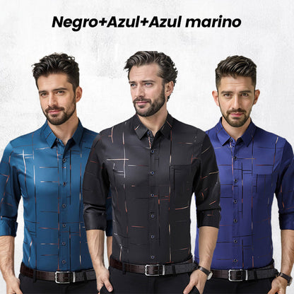 👔 Camisa Fina sin Planchado para Hombre – Elegante, Cómoda y Perfecta para Otoño e Invierno ✨❄️