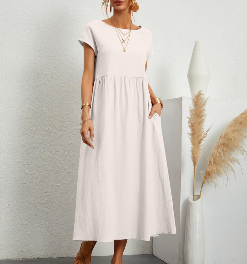 💝 Vestido holgado sin mangas de algodón con bolsillos y color liso