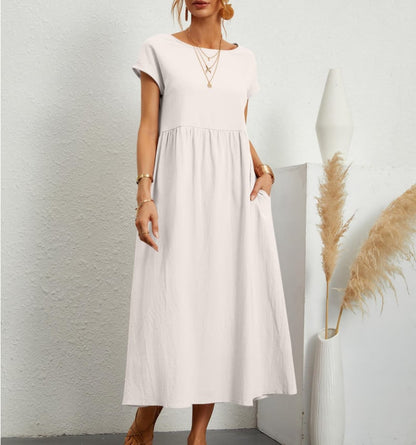 💝 Vestido holgado sin mangas de algodón con bolsillos y color liso