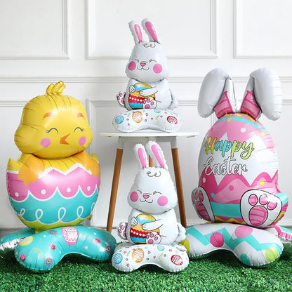 🐰🎉Globo gigante 3D con forma de conejo que se mantiene en pie por sí solo. Alegría festiva