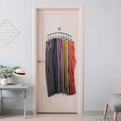 Organizador de Leggings para Clóset, Gancho Metálico para Pantalones de Yoga con Recubrimiento de Goma