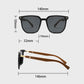 Gafas de sol clásicas con montura cuadrada de madera y lentes polarizadas