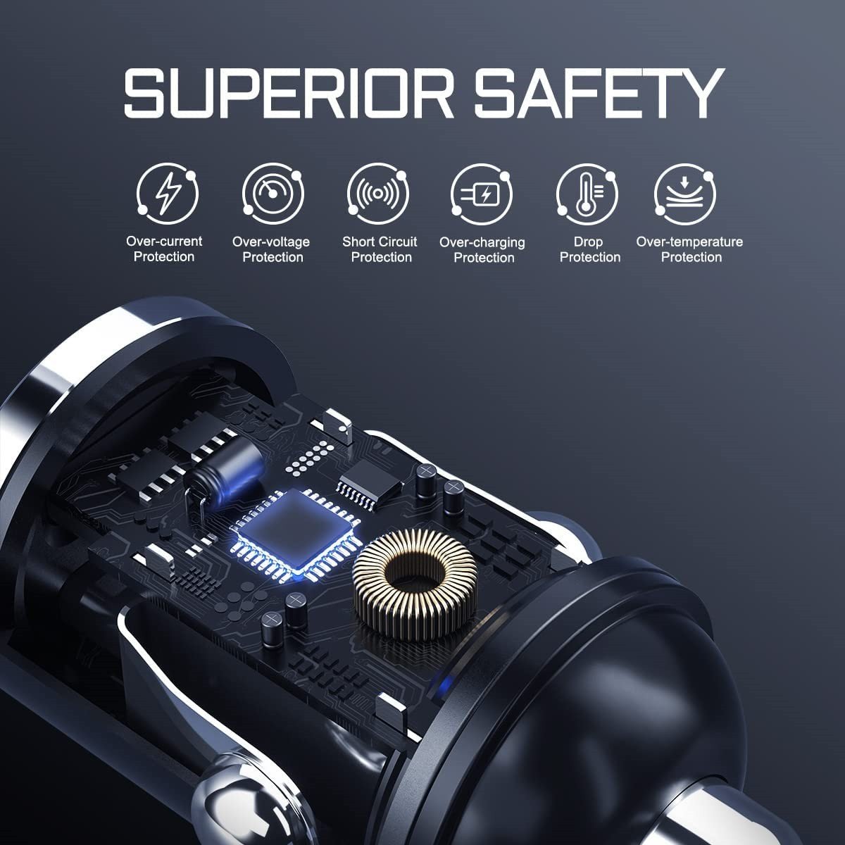 Cargador para Auto de Carga Rápida 100W, Multicompatible con USB-C