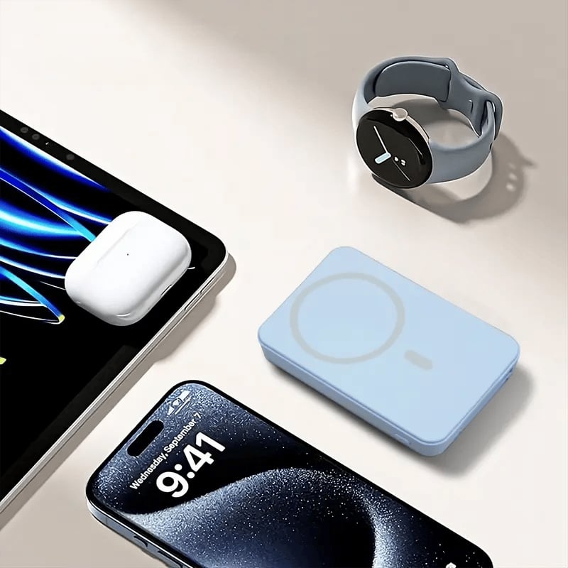 🔥Por tiempo limitado 50% de descuento⚡Batería externa inalámbrica portátil con imán (10000mAh)