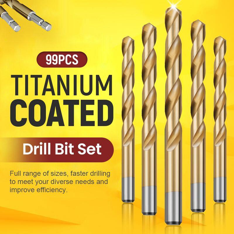 ¡50% DE DESCUENTO POR TIEMPO LIMITADO! 🔥 🔧 ¡La herramienta de alta eficiencia favorita de los artesanos expertos! Oferta directa de fábrica - Juego de brocas con recubrimiento de titanio de 99 piezas