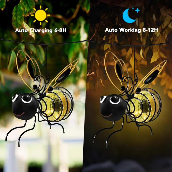 🐝Envío gratuito y 50 % de descuento🐝Lámpara solar colgante con forma de abeja para exteriores
