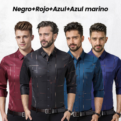 👔 Camisa Fina sin Planchado para Hombre – Elegante, Cómoda y Perfecta para Otoño e Invierno ✨❄️