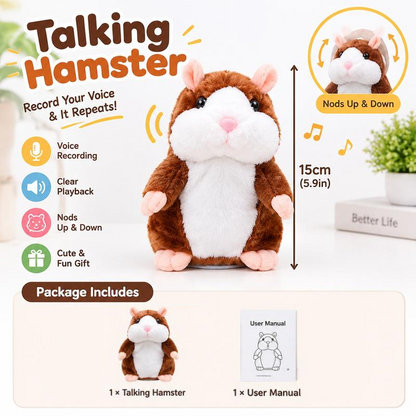 🐹 Ultimo giorno al prezzo speciale di €23.99! ✨Criceto parlante di peluche – ripete tutto ciò che dici, scuote automaticamente la testa e diverte bambini e adulti.🎁