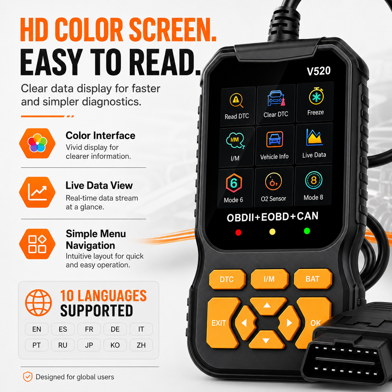 🥳OFERTA ESPECIAL 2026🥳🔧 Escáner OBD2 profesional: lee y borra los códigos de error, los datos en tiempo real y el estado de conformidad I/M. Funciona en coches fabricados a partir de 1996. 🛠️✨