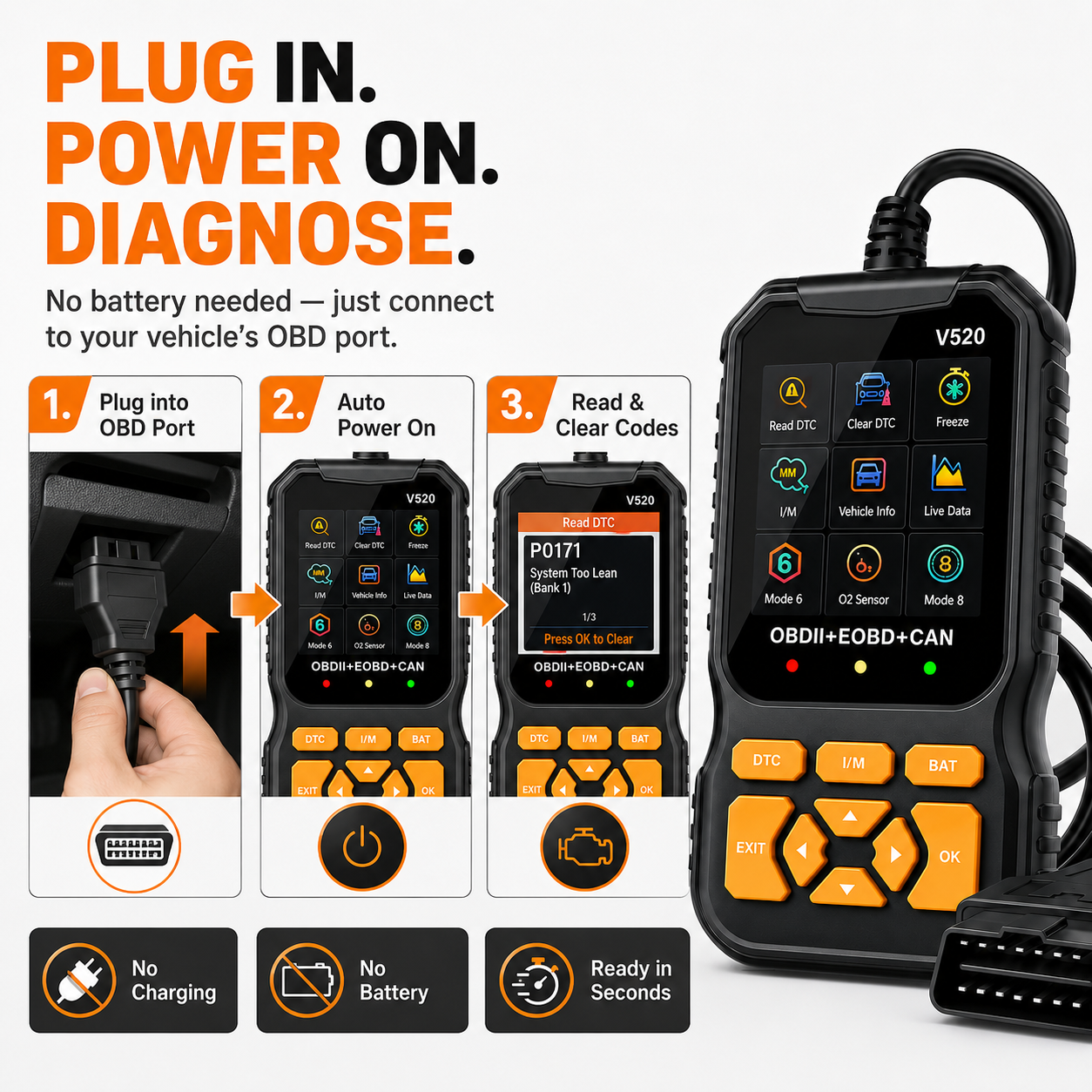 🥳OFERTA ESPECIAL 2026🥳🔧 Escáner OBD2 profesional: lee y borra los códigos de error, los datos en tiempo real y el estado de conformidad I/M. Funciona en coches fabricados a partir de 1996. 🛠️✨