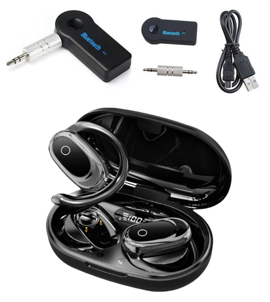 Auriculares Inalámbricos de Oreja Abierta con Pantalla LED