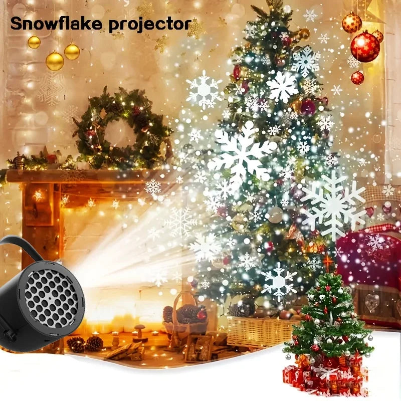 Proyector de Copos de Nieve 3D ❄️✨ Iluminación LED Giratoria para Navidad