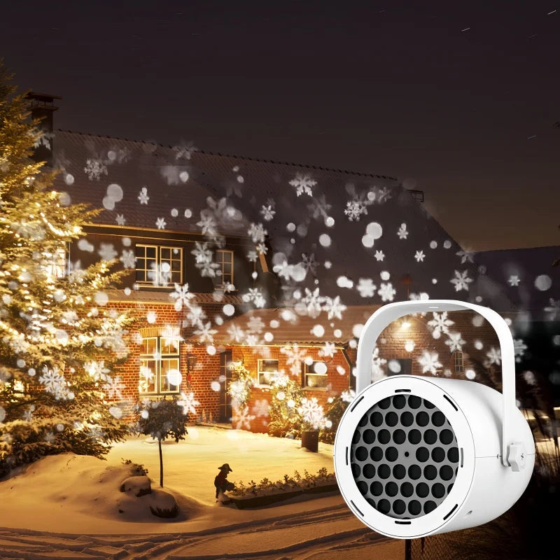 Proyector de Copos de Nieve 3D ❄️✨ Iluminación LED Giratoria para Navidad