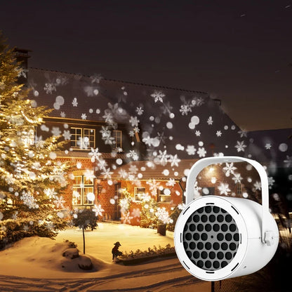 Proyector de Copos de Nieve 3D ❄️✨ Iluminación LED Giratoria para Navidad