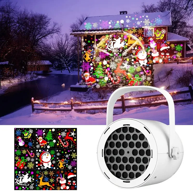 Proyector de Copos de Nieve 3D ❄️✨ Iluminación LED Giratoria para Navidad