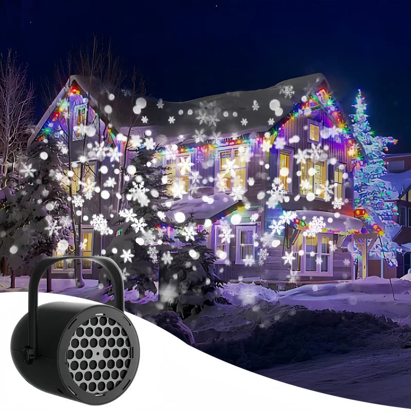 Proyector de Copos de Nieve 3D ❄️✨ Iluminación LED Giratoria para Navidad