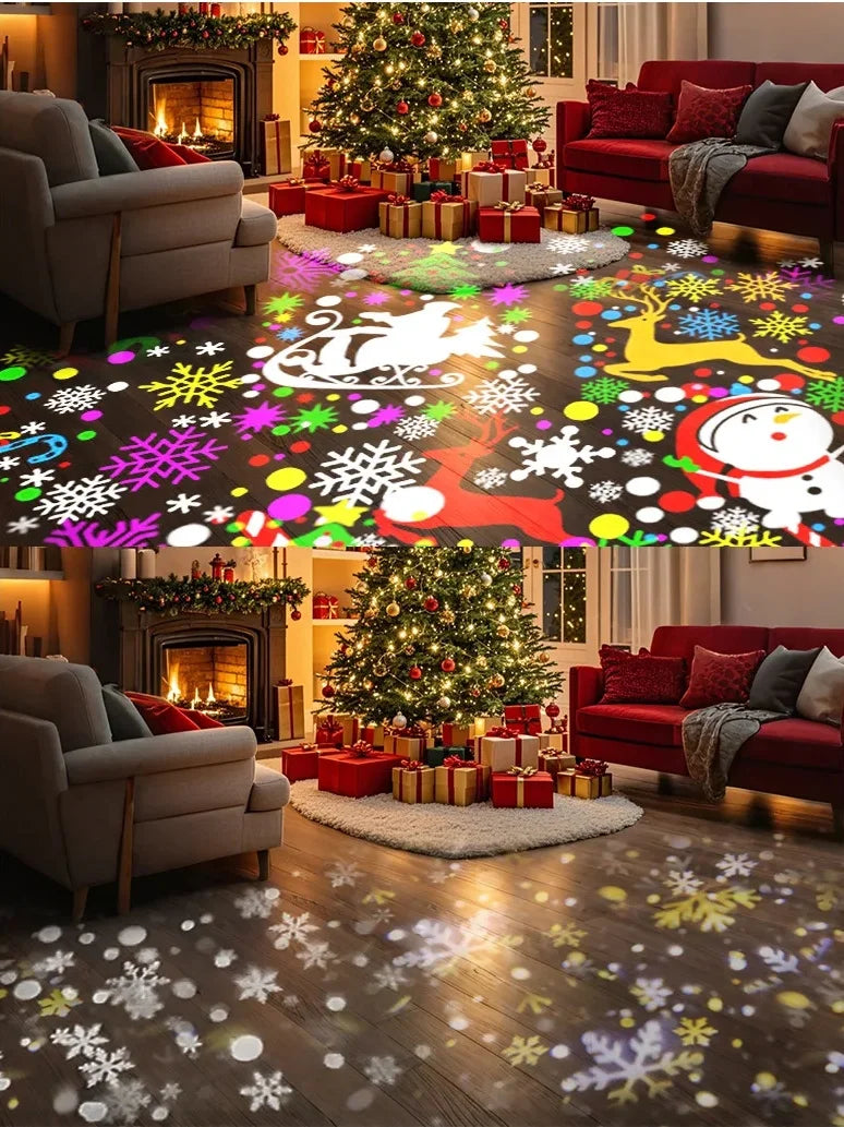 Proyector de Copos de Nieve 3D ❄️✨ Iluminación LED Giratoria para Navidad