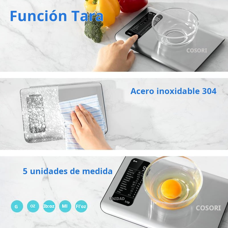 【1° Más Vendido】🔥Solo Pesa? ¡Esta Báscula Calcula 19 Nutrientes y Analiza Calorías! ⏳App 19 Nutrientes! Adecuado para la pérdida de peso