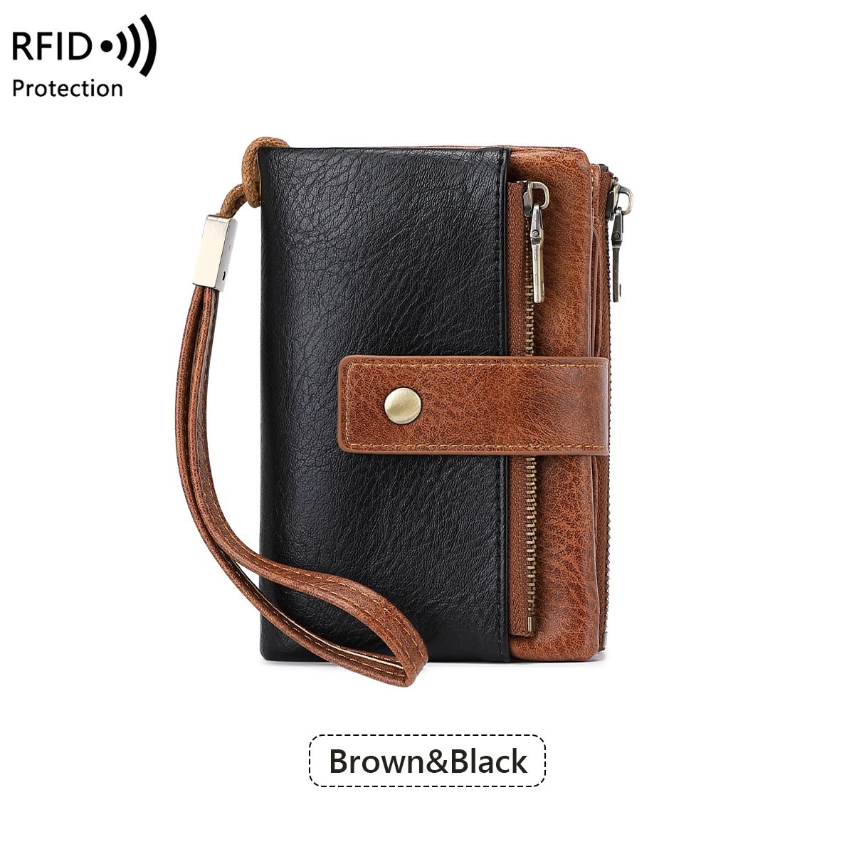 Cartera de cuero con bloqueo RFID para mujer