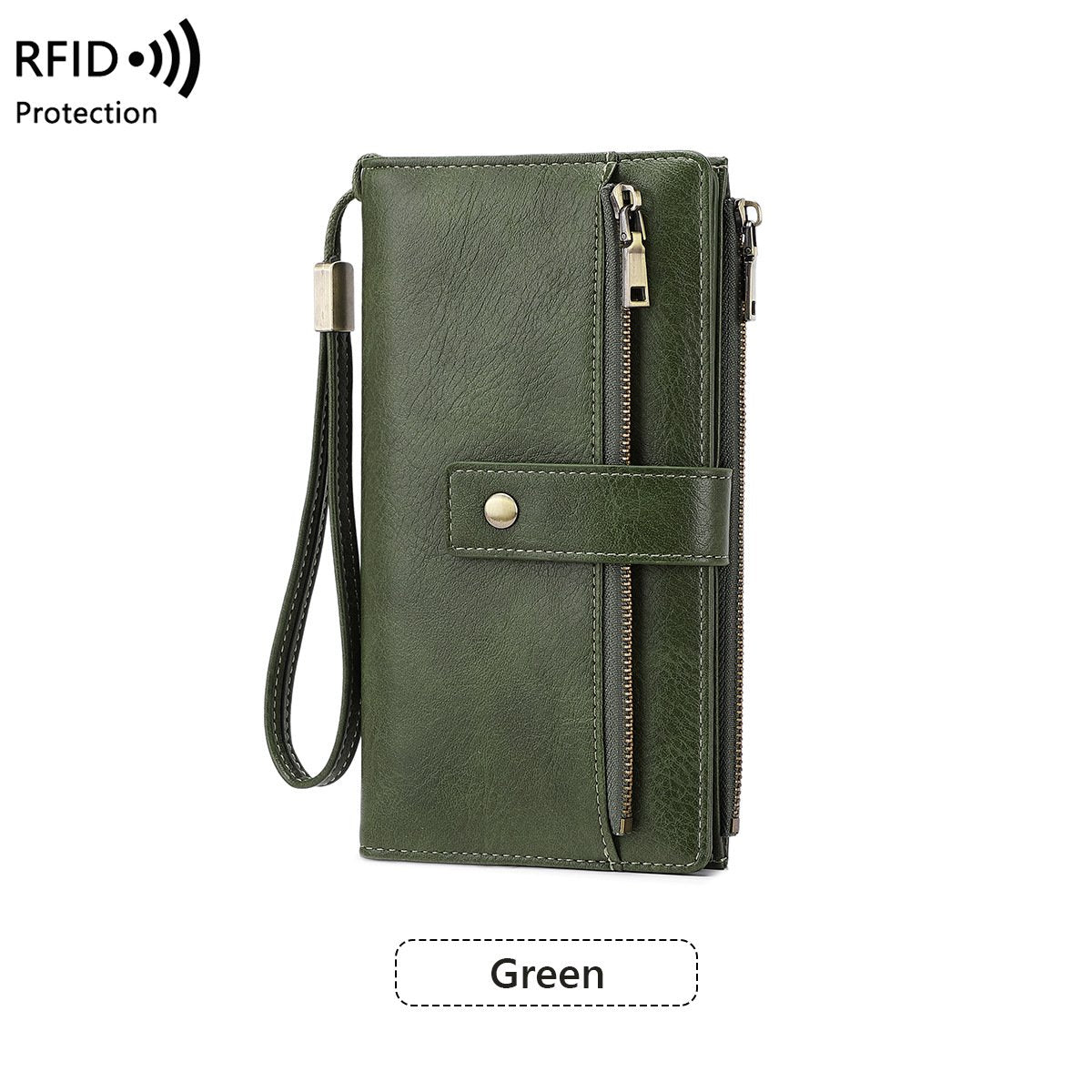 Cartera de cuero con bloqueo RFID para mujer
