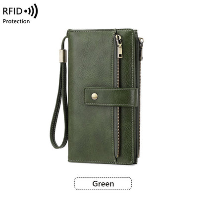 Cartera de cuero con bloqueo RFID para mujer