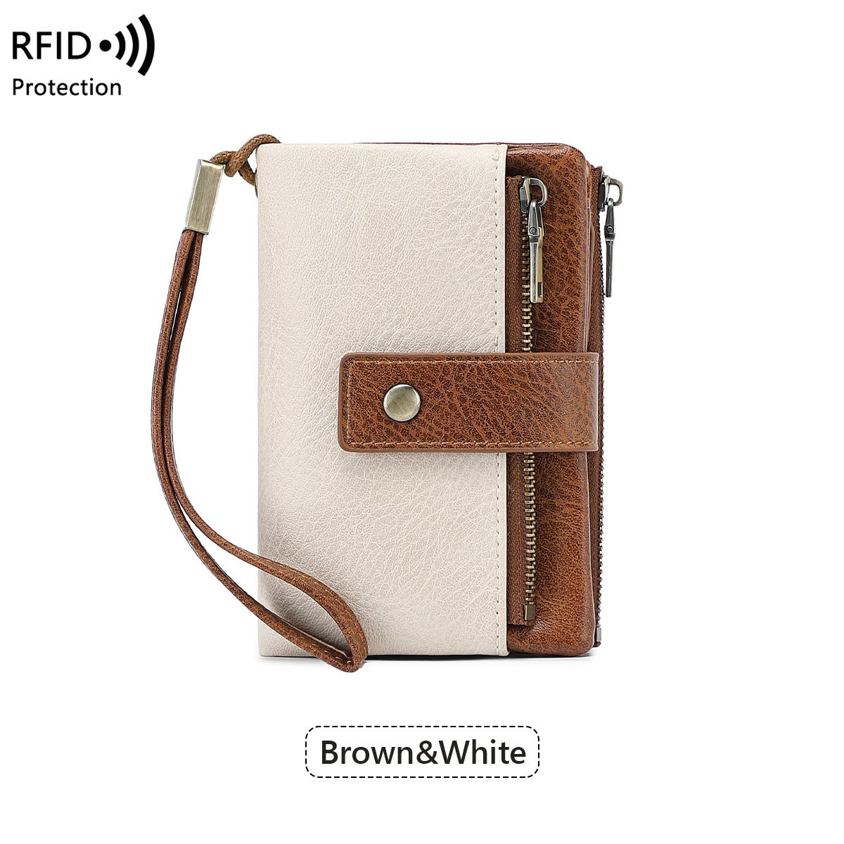 Cartera de cuero con bloqueo RFID para mujer