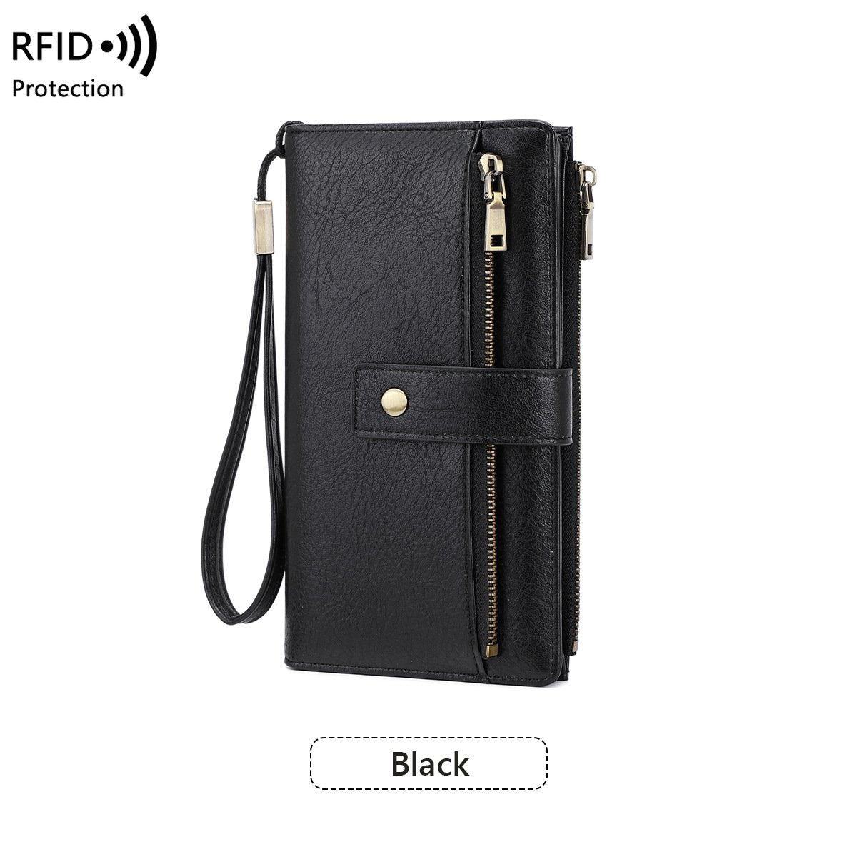 Cartera de cuero con bloqueo RFID para mujer