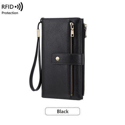 Cartera de cuero con bloqueo RFID para mujer