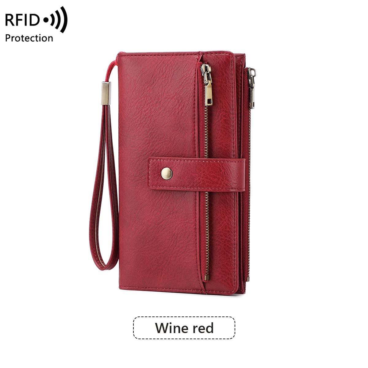 Cartera de cuero con bloqueo RFID para mujer