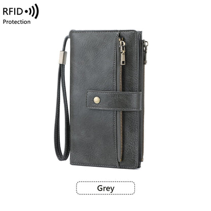 Cartera de cuero con bloqueo RFID para mujer