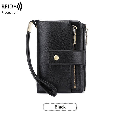 Cartera de cuero con bloqueo RFID para mujer
