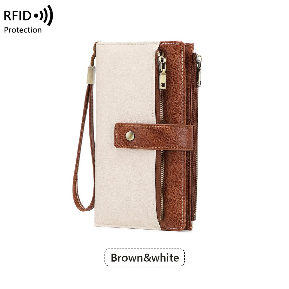 Cartera de cuero con bloqueo RFID para mujer