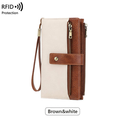 Cartera de cuero con bloqueo RFID para mujer