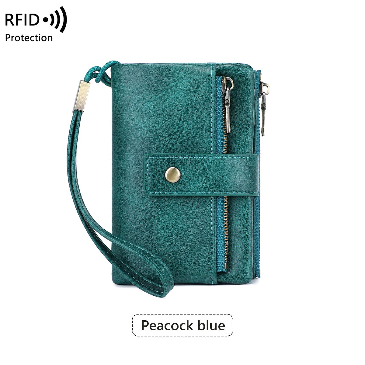 Cartera de cuero con bloqueo RFID para mujer