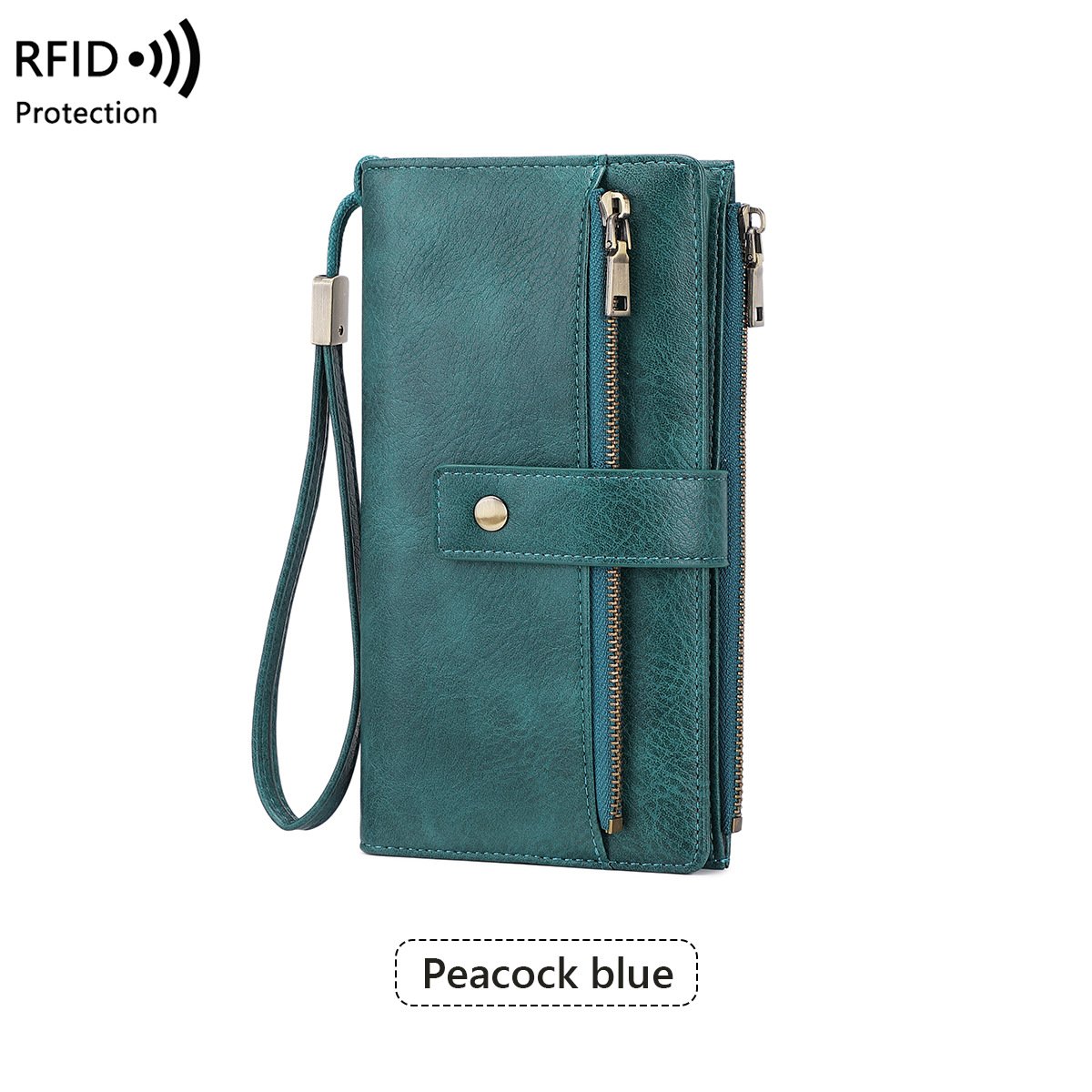Cartera de cuero con bloqueo RFID para mujer