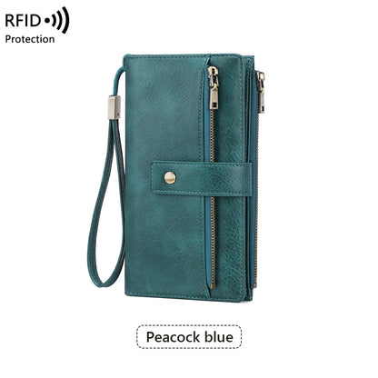 Cartera de cuero con bloqueo RFID para mujer
