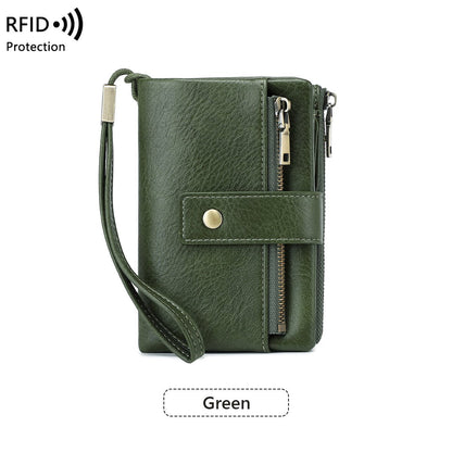 Cartera de cuero con bloqueo RFID para mujer