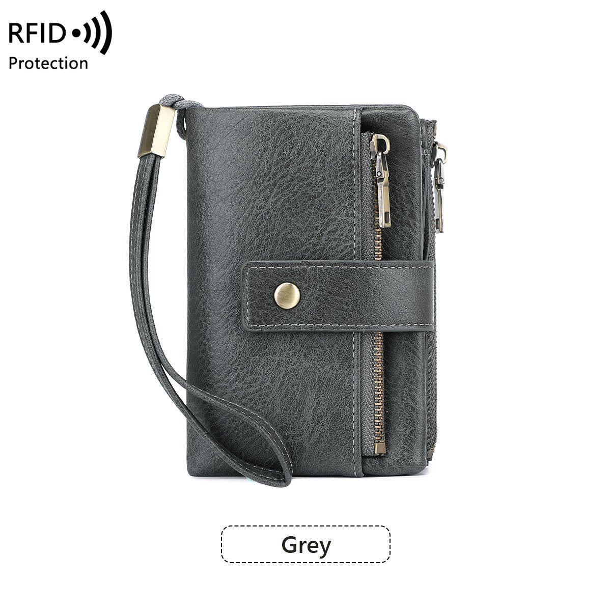 Cartera de cuero con bloqueo RFID para mujer