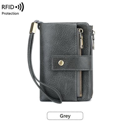 Cartera de cuero con bloqueo RFID para mujer