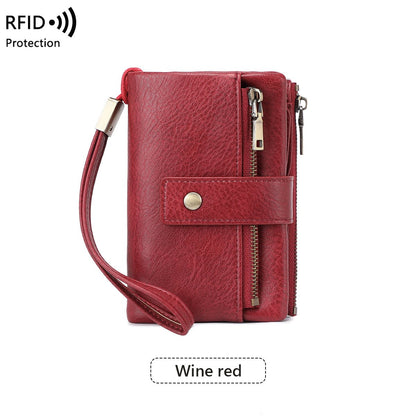 Cartera de cuero con bloqueo RFID para mujer