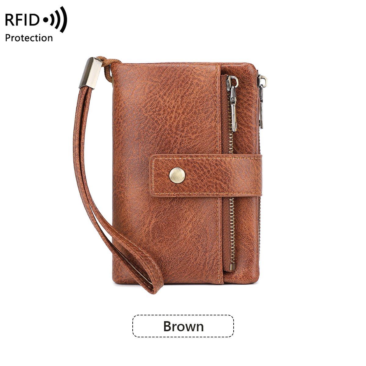 Cartera de cuero con bloqueo RFID para mujer
