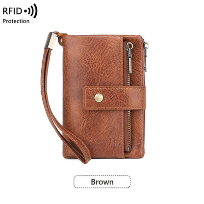 Cartera de cuero con bloqueo RFID para mujer