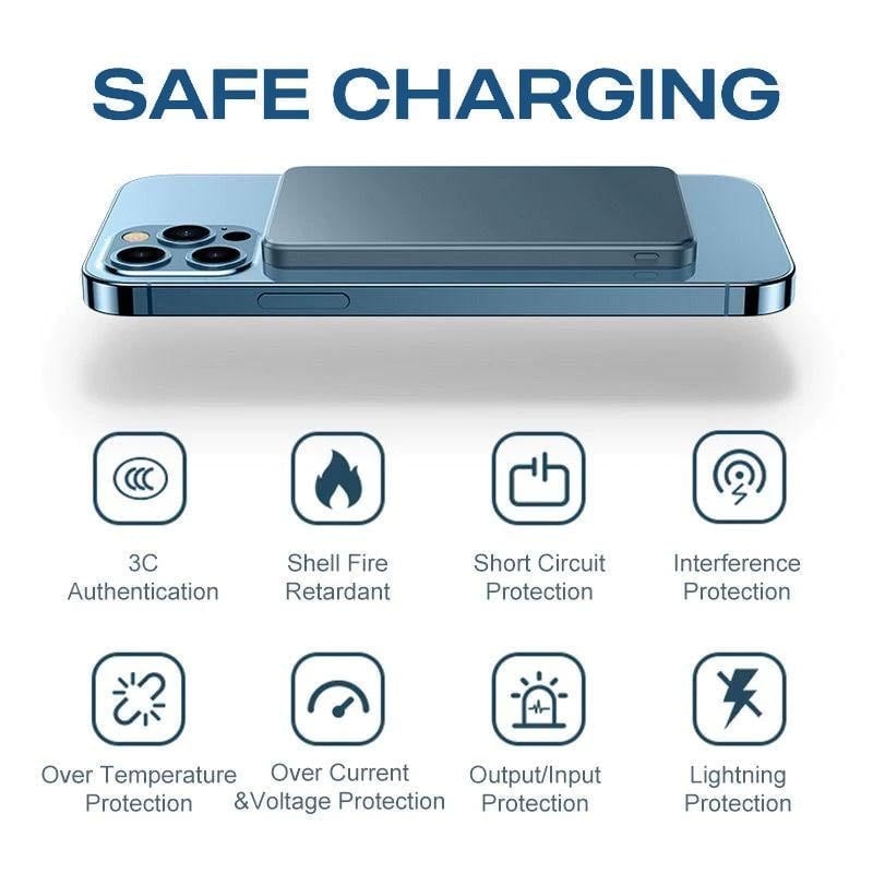 🔥Por tiempo limitado 50% de descuento⚡Batería externa inalámbrica portátil con imán (10000mAh)