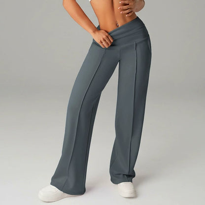 🔥 50% DE DESCUENTO 🔥Pantalones casuales de mujer de cintura alta y pierna ancha 👖✨