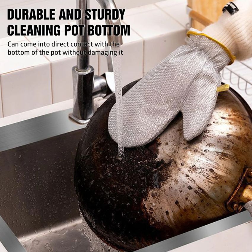 Guantes de Alambre para Lavar Platos - Resistentes a Cortes y Flexibles, Protegen las Manos de Bordes Filosos y Agua Caliente, Duraderos para el Uso Diario