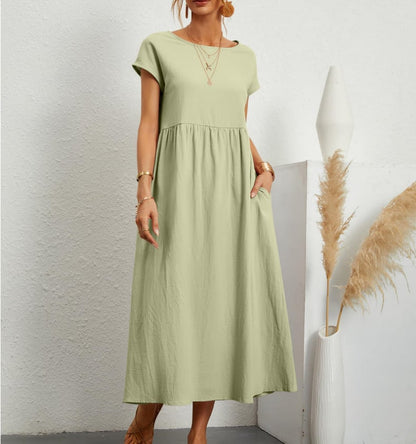 💝 Vestido holgado sin mangas de algodón con bolsillos y color liso
