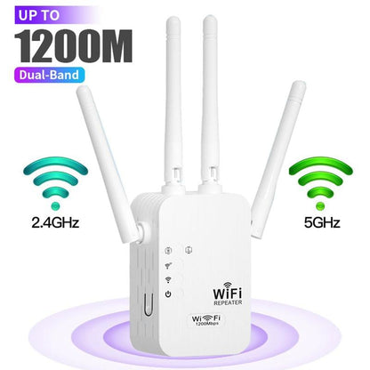 🎁 ¡Último Día de Promoción al 50%! 🔥 Amplificador WiFi 2025, 1200Mbps Banda Dual (5GHz/2.4GHz), Amplificador de Señal, Cubre 10,000 pies² y 50 Dispositivos, Repetidor con Puerto Ethernet.