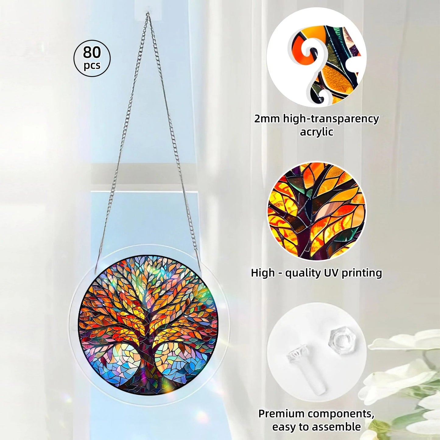 Rompecabezas Atrapasol de Acrílico, 80 Piezas para Decorar Ventana